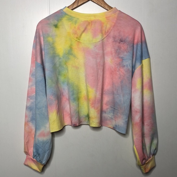 Elodie Long Sleeves Pastel Rainbow Tie Dyed Sweatshirt Size Large NEW - Picture 7 of 10